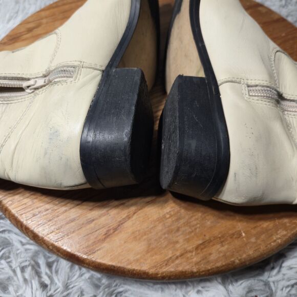Zara Boots Women Size 5.5-6 EU 36 Leather Cream Ivory  Western Cowboy Ankle Boot - Picture 5 of 12